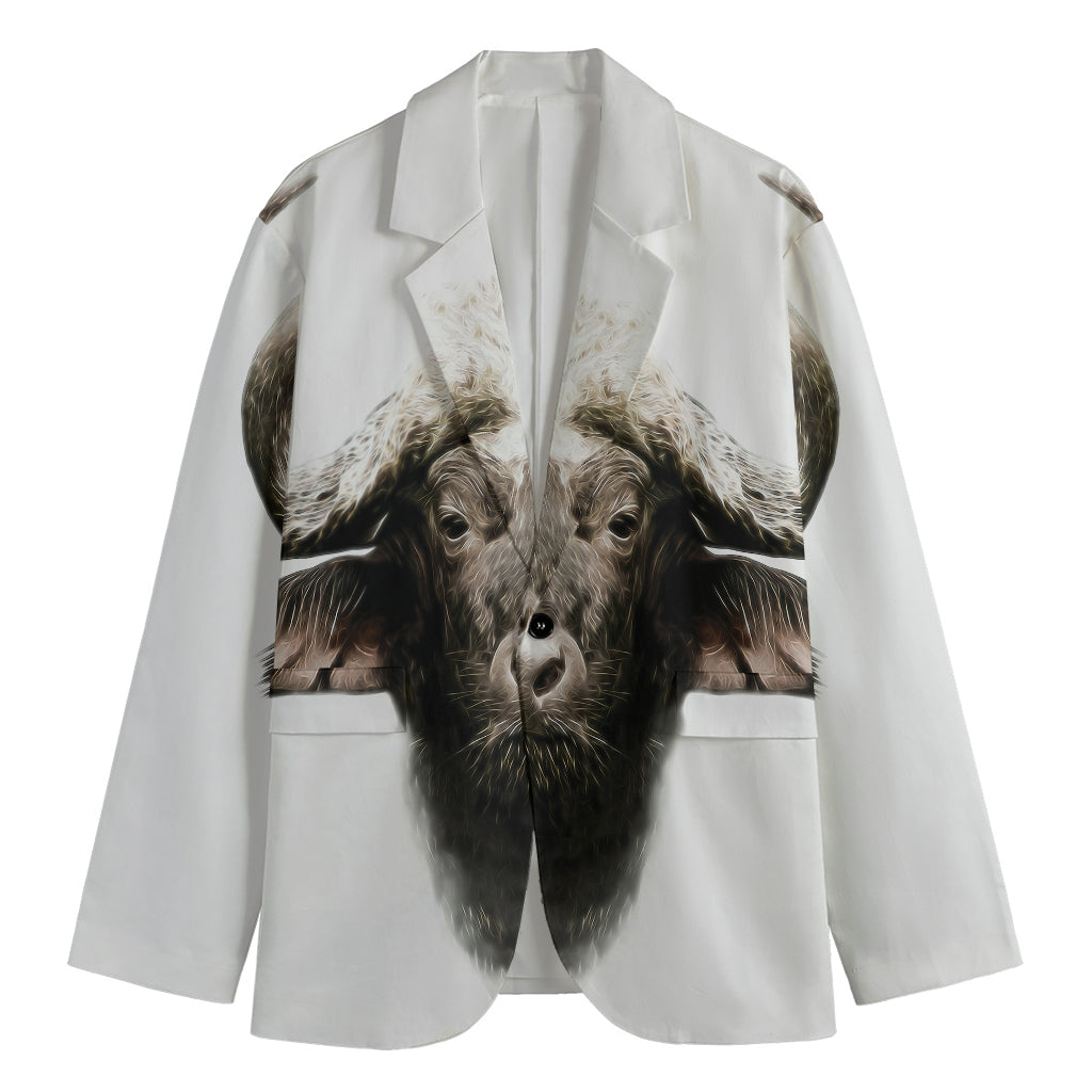 Bull Portrait Print Men's Cotton Blazer