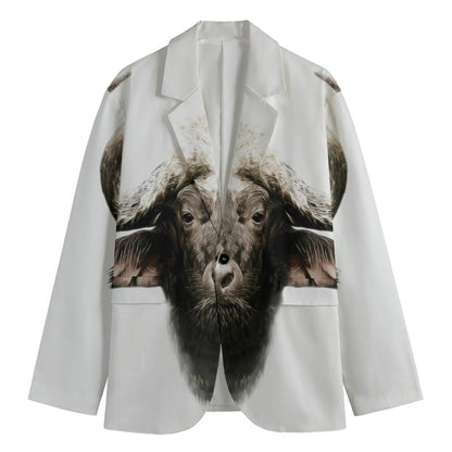 Bull Portrait Print Men's Cotton Blazer