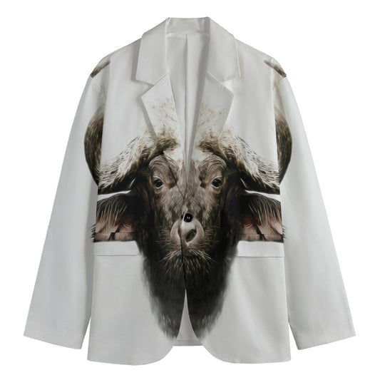Bull Portrait Print Men's Cotton Blazer