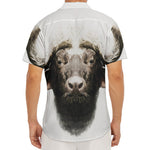 Bull Portrait Print Men's Deep V-Neck Shirt