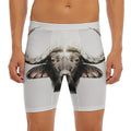 Bull Portrait Print Men's Long Boxer Briefs