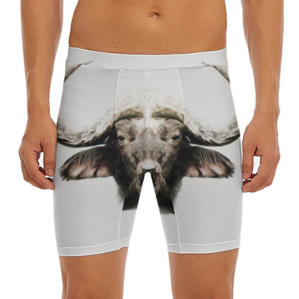 Bull Portrait Print Men's Long Boxer Briefs