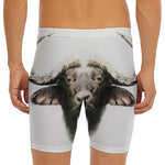 Bull Portrait Print Men's Long Boxer Briefs