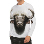 Bull Portrait Print Men's Long Sleeve Rash Guard