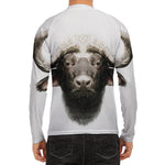 Bull Portrait Print Men's Long Sleeve Rash Guard