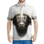 Bull Portrait Print Men's Polo Shirt