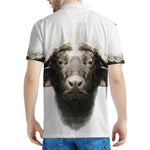 Bull Portrait Print Men's Polo Shirt