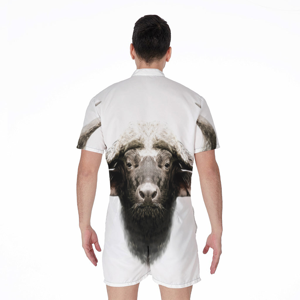 Bull Portrait Print Men's Rompers