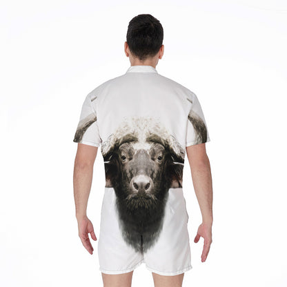 Bull Portrait Print Men's Rompers