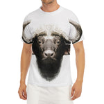 Bull Portrait Print Men's Short Sleeve Rash Guard