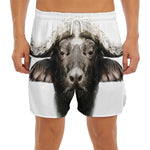 Bull Portrait Print Men's Split Running Shorts