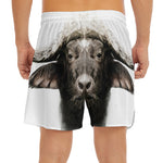 Bull Portrait Print Men's Split Running Shorts
