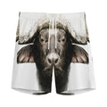 Bull Portrait Print Men's Athletic Shorts