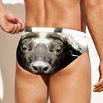 Bull Portrait Print Men's Swim Briefs