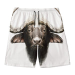 Bull Portrait Print Men's Swim Trunks