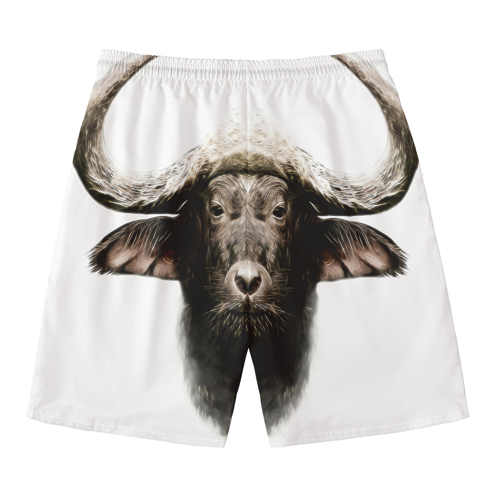 Bull Portrait Print Men's Swim Trunks