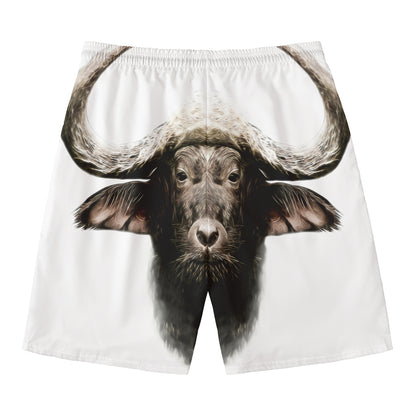 Bull Portrait Print Men's Swim Trunks