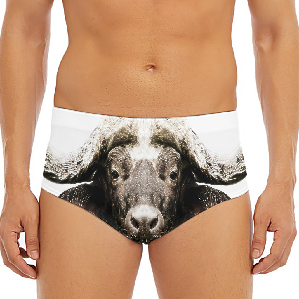 Bull Portrait Print Men's Triangle Swim Briefs