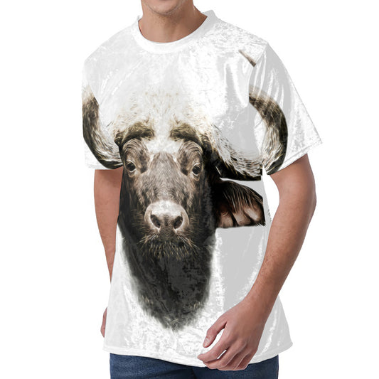 Bull Portrait Print Men's Velvet T-Shirt