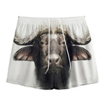 Bull Portrait Print Mesh Shorts