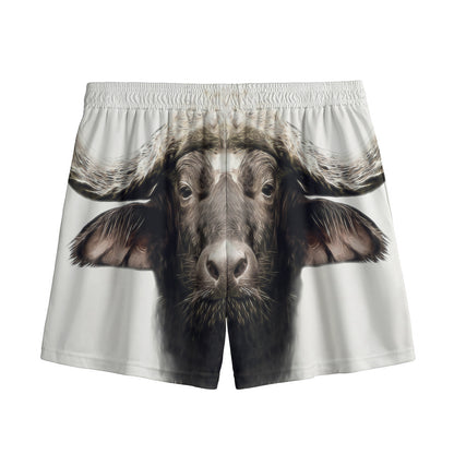 Bull Portrait Print Mesh Shorts
