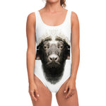 Bull Portrait Print One Piece Swimsuit