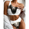 Bull Portrait Print One Shoulder Bikini Top