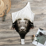 Bull Portrait Print One Shoulder Bodysuit