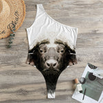 Bull Portrait Print One Shoulder Bodysuit