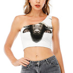 Bull Portrait Print One Shoulder Crop Top