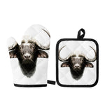 Bull Portrait Print Oven Mitt And Pot Holder Set