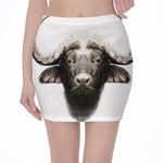 Bull Portrait Print Pencil Mini Skirt