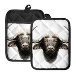 Bull Portrait Print Pot Holders With Pocket