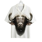 Bull Portrait Print Rayon Hawaiian Shirt