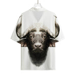 Bull Portrait Print Rayon Hawaiian Shirt