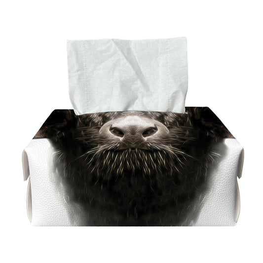 Bull Portrait Print Rectangle Tissue Box Cover