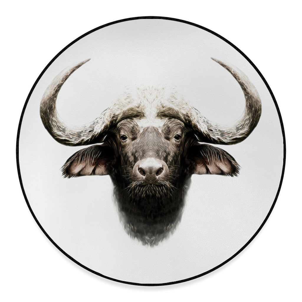 Bull Portrait Print Round Floor Mat
