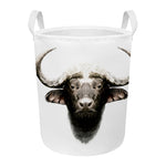 Bull Portrait Print Round Laundry Basket