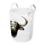 Bull Portrait Print Round Laundry Basket