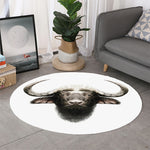Bull Portrait Print Round Rug