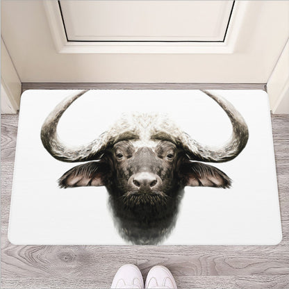 Bull Portrait Print Rubber Doormat