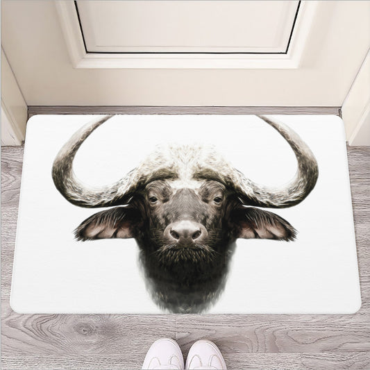 Bull Portrait Print Rubber Doormat