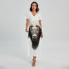 Bull Portrait Print Short Sleeve Maxi Dress