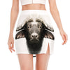 Bull Portrait Print Side Slit Mini Skirt