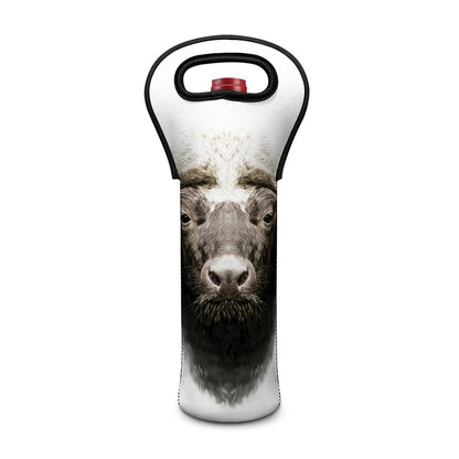 Bull Portrait Print Single Neoprene Wine Tote