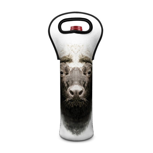 Bull Portrait Print Single Neoprene Wine Tote