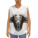 Bull Portrait Print Sleeveless Baseball Jersey