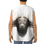 Bull Portrait Print Sleeveless Baseball Jersey