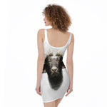 Bull Portrait Print Sleeveless Bodycon Dress