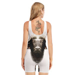 Bull Portrait Print Sleeveless One Piece Swimsuit